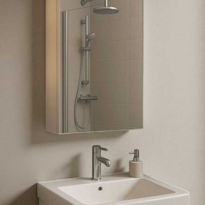 Aynalı Banyo Dolabı Tek Kapaklı 60X40X15 cm