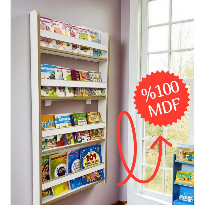 Natural 4 Raflı Kitaplık - Çocuk Odası Için Keşfet & Öğren Kitaplığı - 4 Raflı Montessori Kitaplık