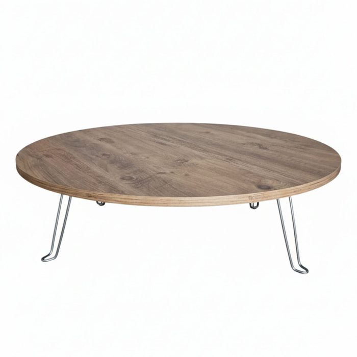 90 cm Çap Ahşap Desenli ve Düz Seçenekli Katlanabilir Yer Sofrası – Oyun Masası | 22 cm