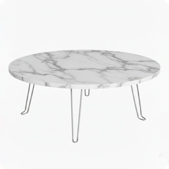 90 cm Çap Ahşap Desenli ve Düz Seçenekli Katlanabilir Yer Sofrası – Oyun Masası | 22 cm