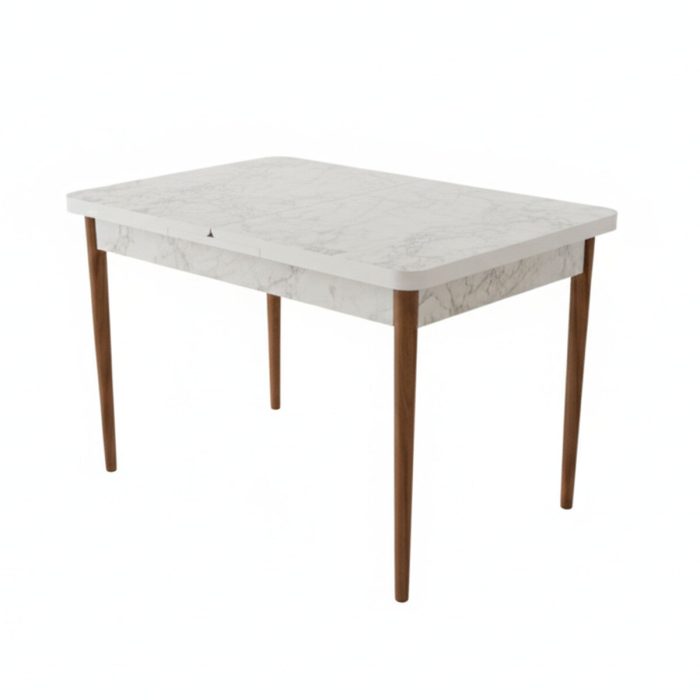Yemek Masası Açılır Kapanır Kelebek Masa Ahşap Ayaklı 4–6 Kişilik Mermer Desenli