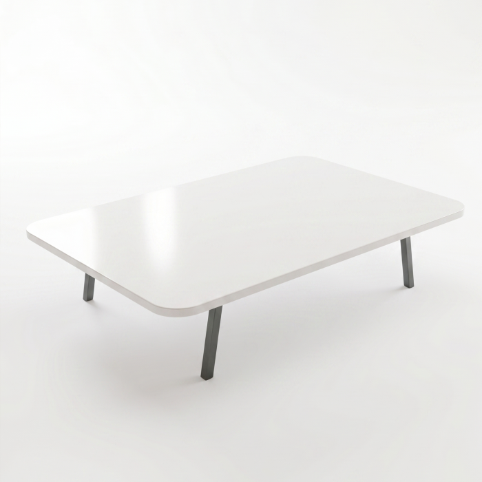 Beyaz Oval Kenar Yer Sofrası, 6 Kişilik Beyaz Masa, Metal Ayaklı Modern Yemek Masası 119×89 cm